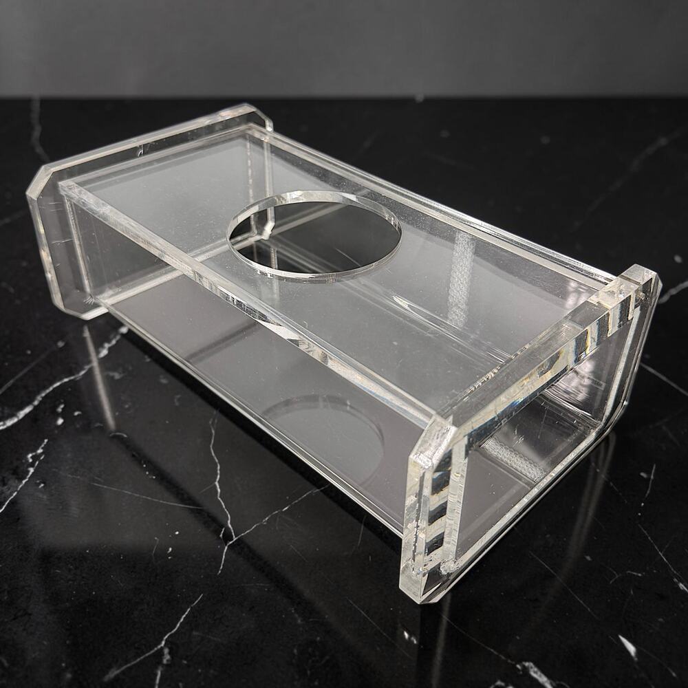 VINTAGE Mid-Century Modern Clear Lucite Hinged Lid Rectangular Tissue Box